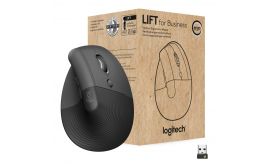 Logitech Lift for Business | Ergonomische Draadloze Muis | Rechtshandig | RF + Bluetooth | 4000 DPI | Grafiet