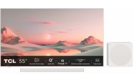 TCL NXTFRAME 55A300W Pro Wit 55" | Ultra HD 4K QLED Smart TV | Draadloze Soundbar en Subwoofer | Google TV + Wifi | HDR10+ | 120Hz