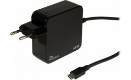 Inter-Tech Argus PD-2065 | Universele USB-C Oplader 65W | Zwart | Met Geïntegreerde Kabel