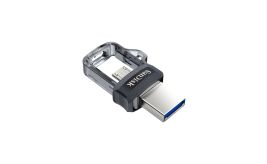 SanDisk Ultra Dual m3.0 | 128GB USB Flash Drive | USB Type-A / Micro-USB 3.2 Gen 1 (3.1 Gen 1) | Zwart, Zilver, Transparant